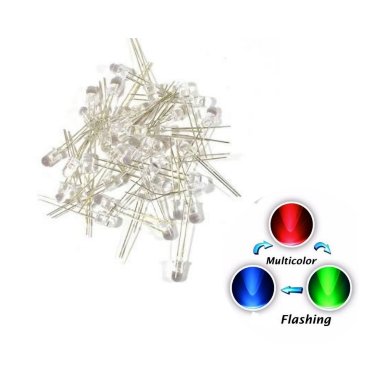 5mm RGB Super Bright Fast Flashing LED Red Green Blue, Transparent Total 20Pieces