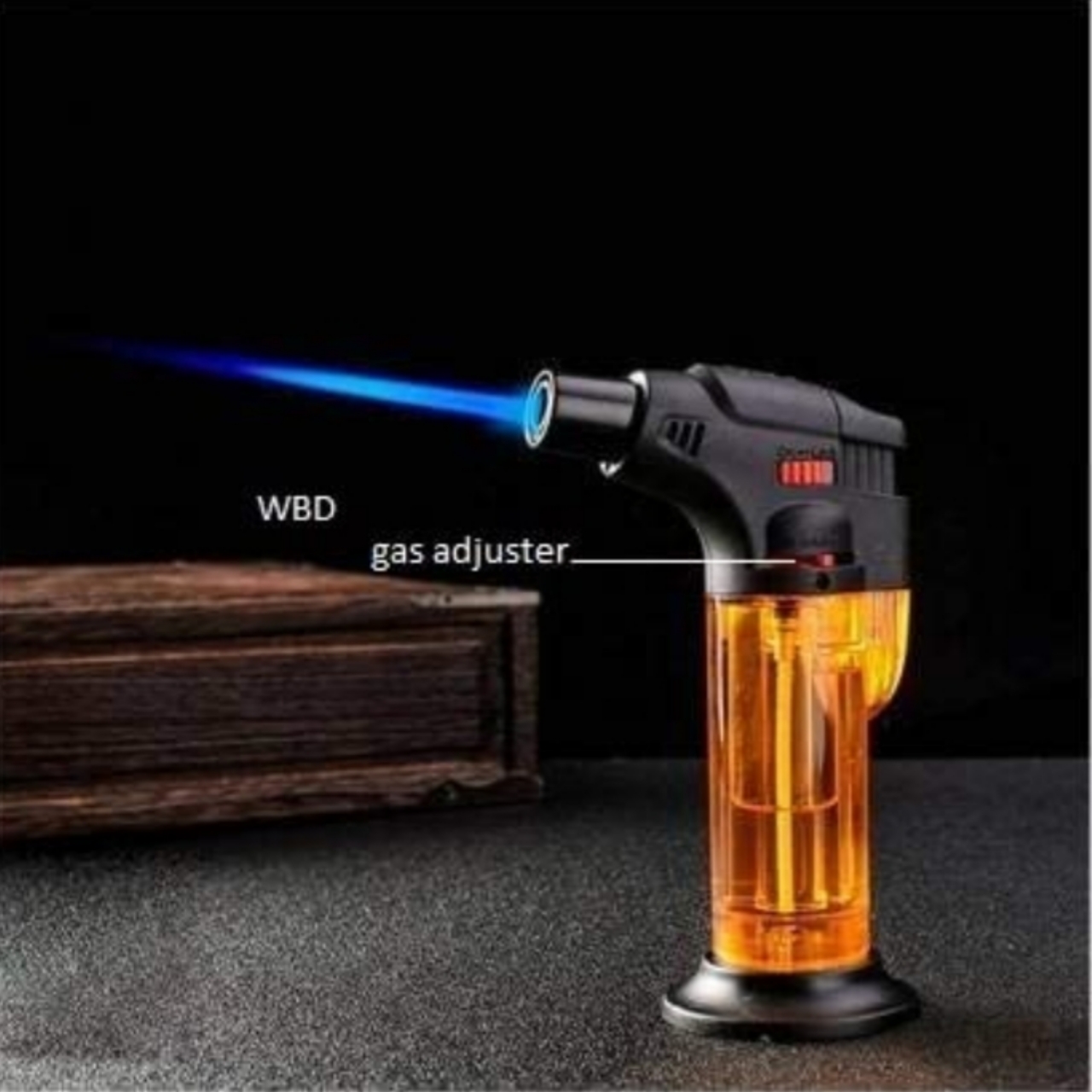 Plastic Windproof Jet Flame Gun Thrower Barbeque Torch Lighter with Stand