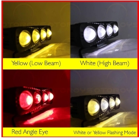 12V Bike Car LED MODE WAY FORWARD 5 mode SPOTLIGHT  White light, yellow light, white-yellow light, white -yellow flash light and red-blue flash light